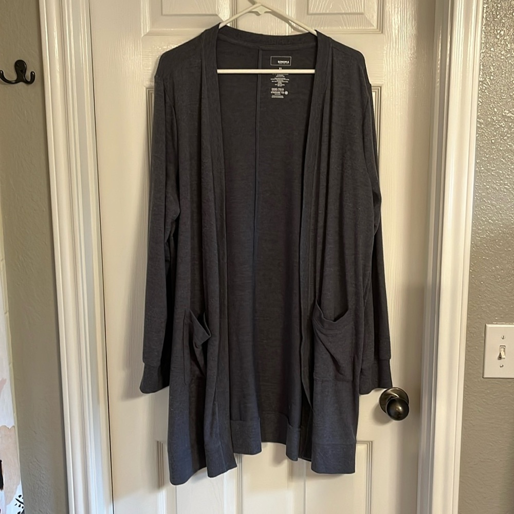 Long gray Sonoma cardigan with pockets
